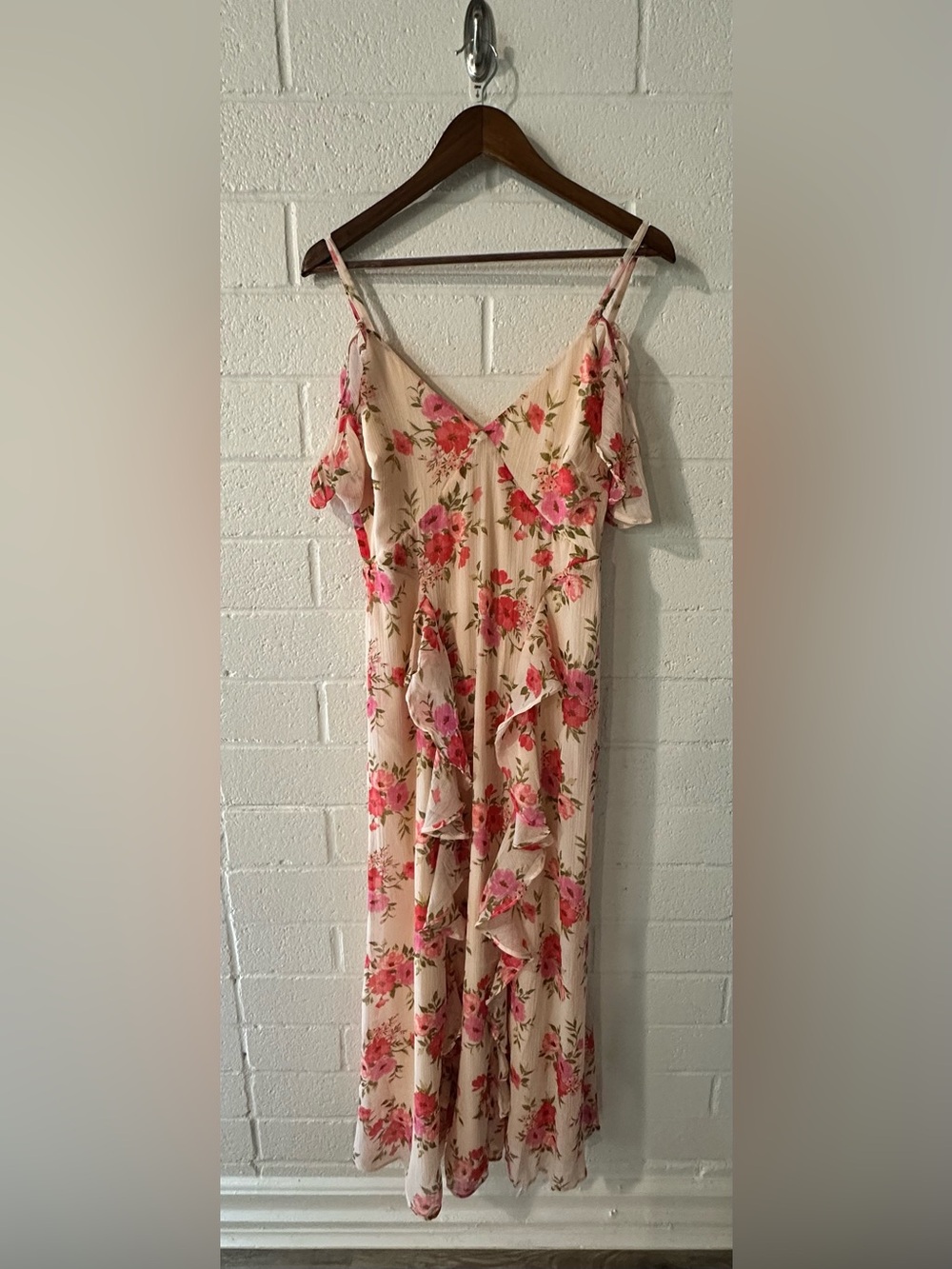 Old Navy Floral Ruffle Maxi Dress - Pink & Cream